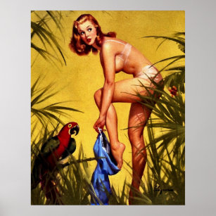 Affiches Vintage Retro Jungle Pin Up Girl
