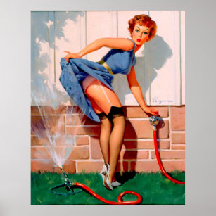Affiches Vintage Retro Sprinkler Pin Up Girl
