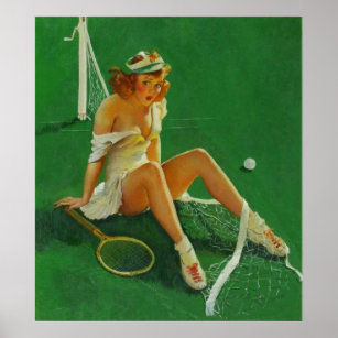 Affiches Vintage Retro Tennis Pinup Girl