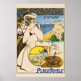 Affiches Vintage San Sebastian Espagne Travel Art
