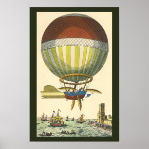 Affiches Vintage Science Fiction Steampunk Hot Air Balloon