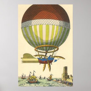 Affiches Vintage Science Fiction Steampunk Hot Air Balloon
