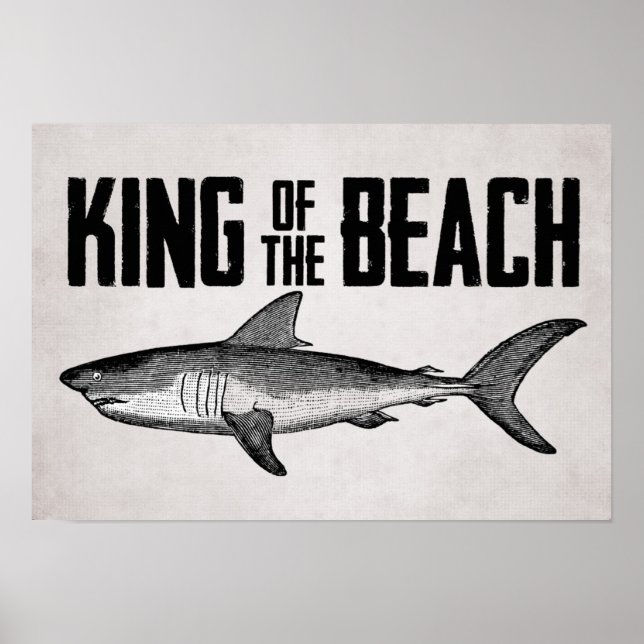 Affiches Vintage Shark Beach King (Devant)