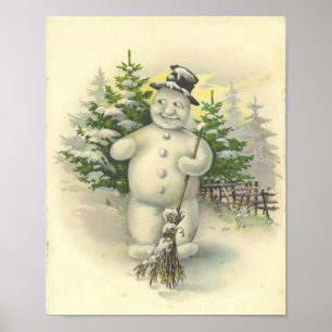 Affiches Vintage Smiling Snowman Card