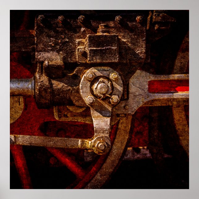Affiches Vintage steam train gear (Devant)
