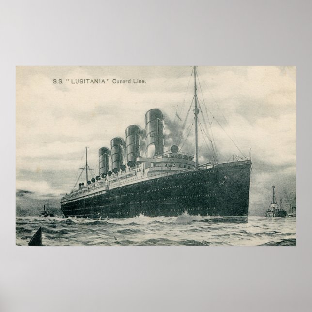 Affiches Vintage Steamer SS Lusitania (Devant)