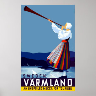 Affiches Vintage Varmland Suède Voyage