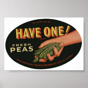 Affiches Vintage Vieux Étiquettes frais de tourbe de pois