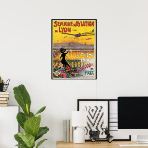 Affiches Vintage voyage, Avions de l'aviation, Lyon, France