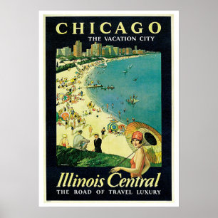 Affiches Vintage voyage Chicago l'Illinois Amérique