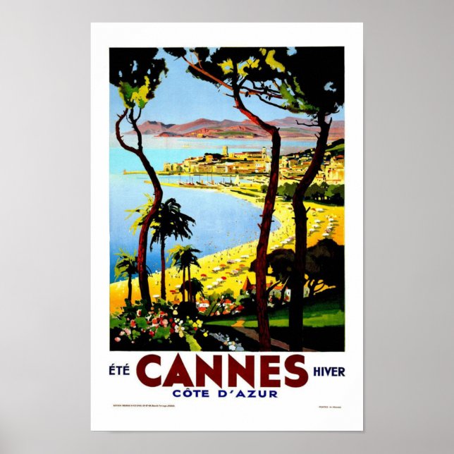 Affiches Vintage voyage de Cannes France (Devant)