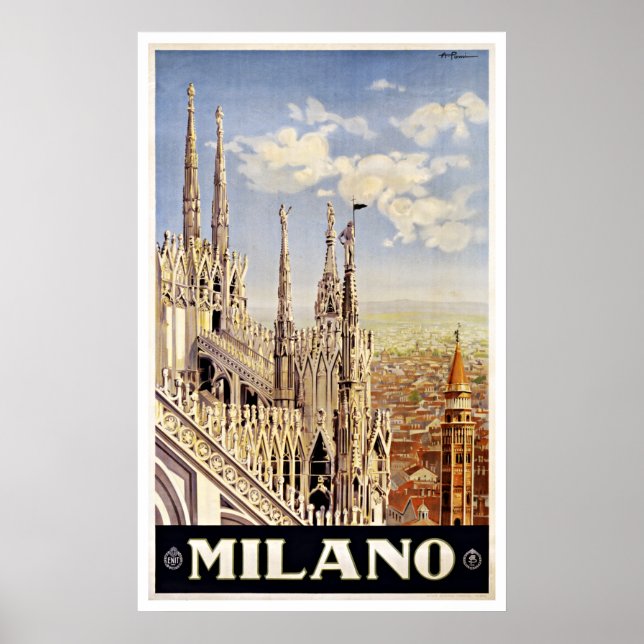 Affiches Vintage voyage de l'église Milano Italie (Devant)