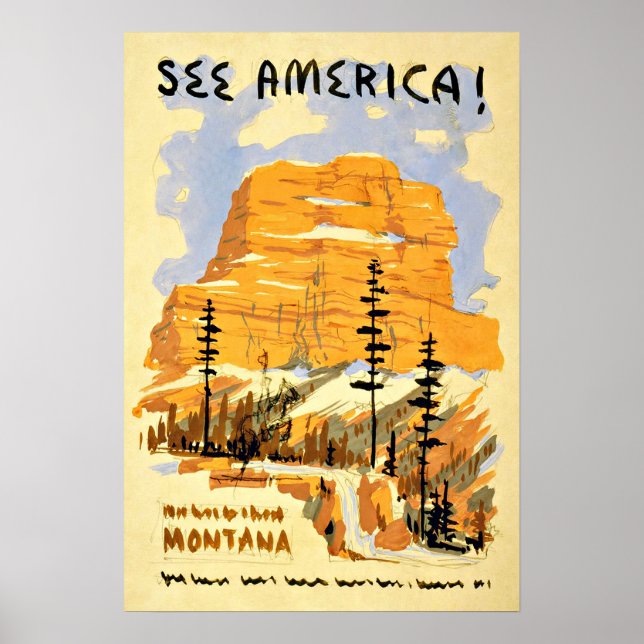 Affiches Vintage voyage de Montana America (Devant)