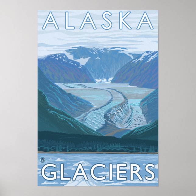 Affiches Vintage voyage de scène du grand glacier de l'Alas (Devant)