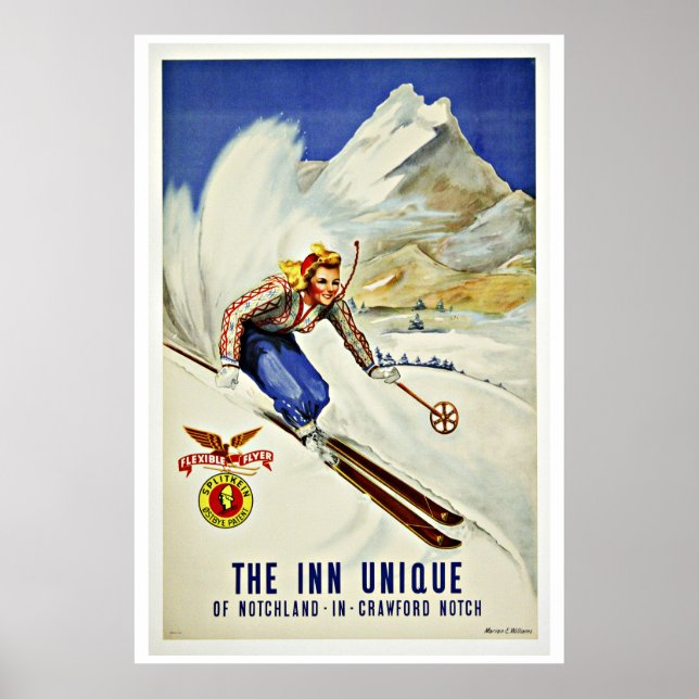 Affiches Vintage voyage de ski des stations uniques (Devant)