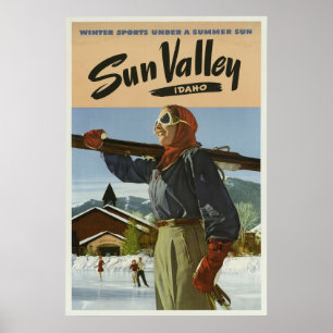 Affiches Vintage voyage de sports d'hiver de Sun Valley