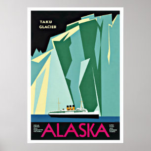 Affiches Vintage voyage du glacier Alaska Taku