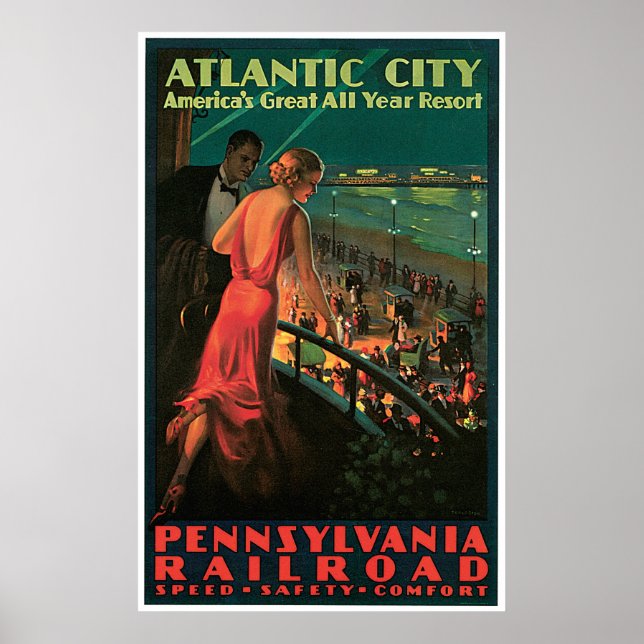 Affiches Vintage voyage du New Jersey d'Atlantic City (Devant)