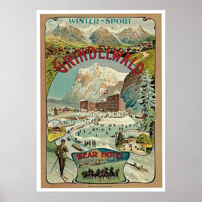 Affiches Vintage voyage Grindelwald, Suisse (Devant)