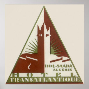 Affiches Vintage voyage, Hôtel Trans Atlantique, Algérie
