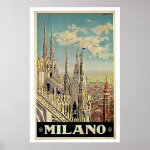Affiches Vintage voyage Milano Milan Italie