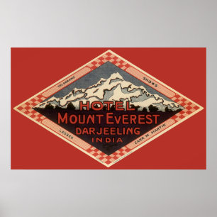 Affiches Vintage voyage, Mont Everest, Darjeeling Inde