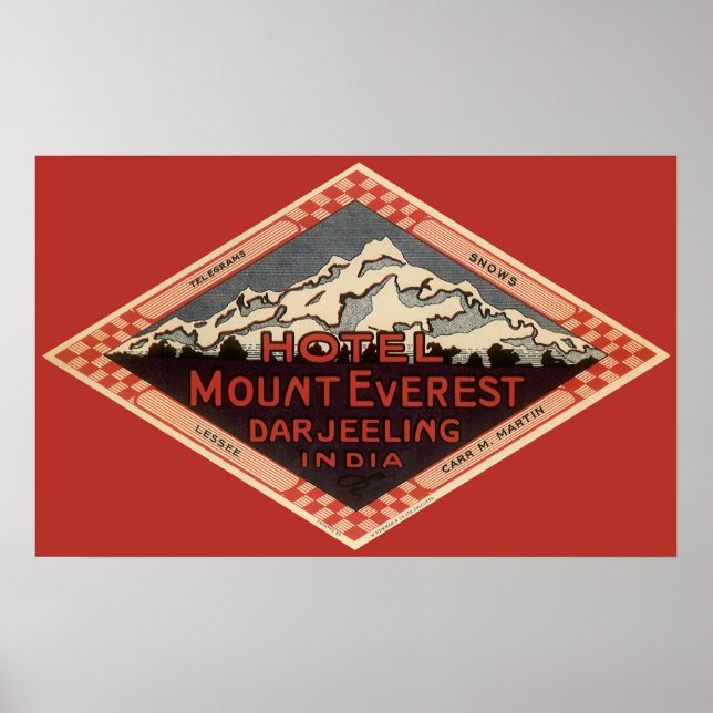 Affiches Vintage voyage, Mont Everest, Darjeeling Inde (Devant)