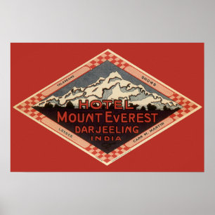 Affiches Vintage voyage, Mont Everest, Darjeeling Inde