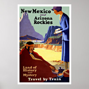 Affiches Vintage voyage Nouveau-Mexique et Arizona Rockies