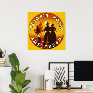 Affiches Vintage voyage, Victoria Hotel, Amsterdam, Holland
