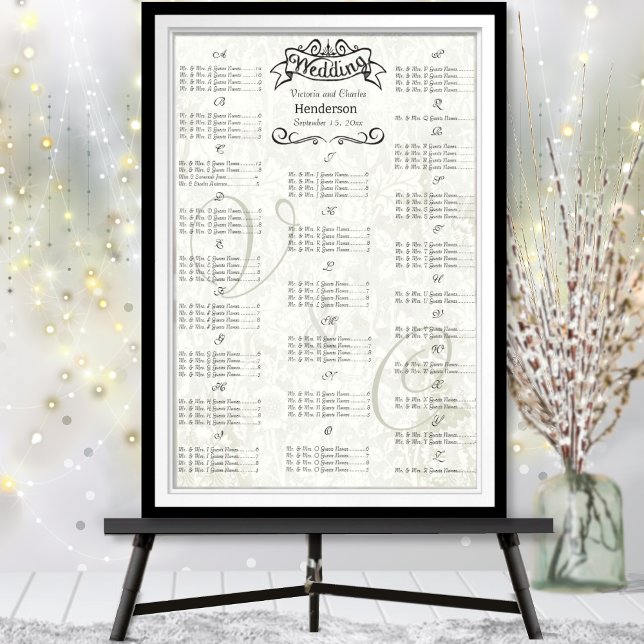 Affiches Vintage Wedding Special Event Guest Seating Chart (To see frame and mat pricing,  Please choose your options.)