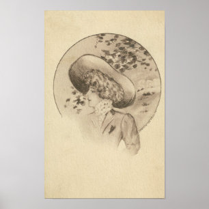 Affiches Vintage Woman With Leaves