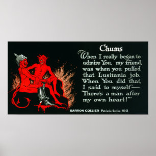 Affiches Vintage World War I German Devils Lusitania