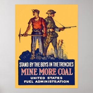 Affiches Vintage WW1 Patriotique Coalminer et Doughboy Retr