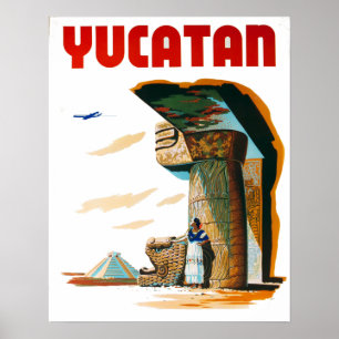 Affiches Vintage Yucatan Mexique Voyage