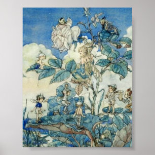 Affiches Vintages fées dans un Bush Rose