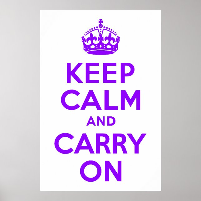 Affiches Violet Keep Calm and Carry On (Devant)