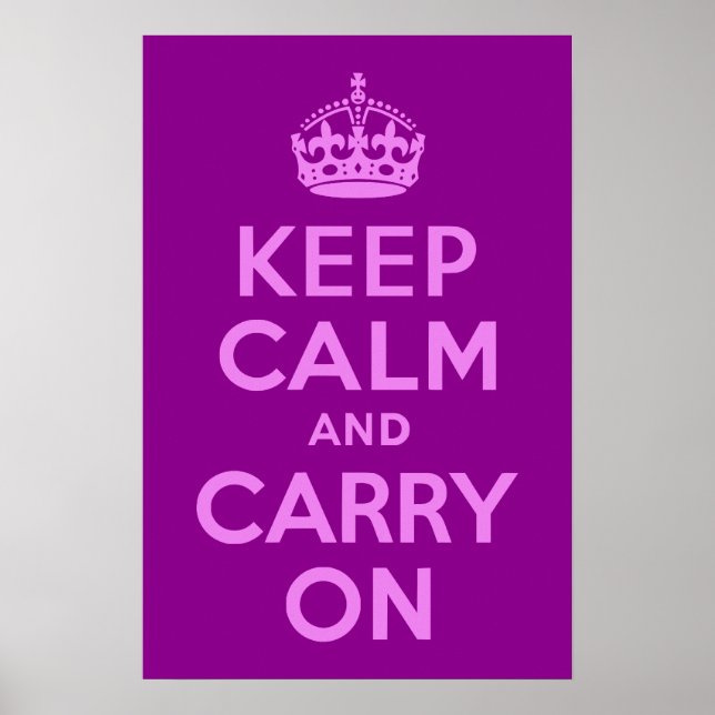 Affiches Violet Keep Calm and Carry On (Devant)