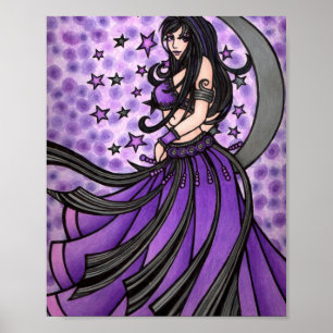 Affiches Violet Lune Déesse Ventre Danseuse Art