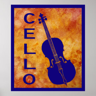 Affiches Violoncelle sur l'orange