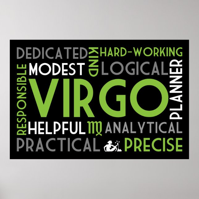 Affiches Virgo Astrologie Word Collage Imprimer (Devant)