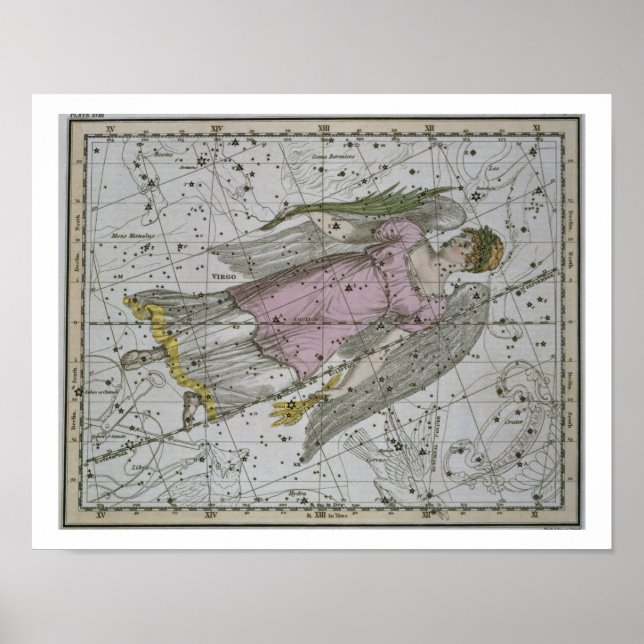 Affiches Virgo, de "A Celestial Atlas", pub. en 1822 (col. (Devant)