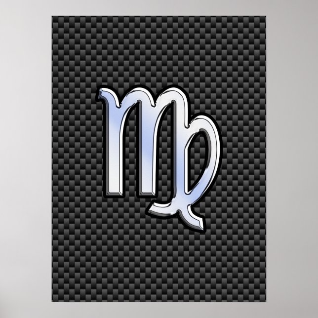 Affiches Virgo Zodiac Sign on Charcoal Carbon Fiber Style (Devant)