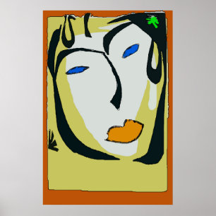 Affiches Visage Abstrait En Jaune,