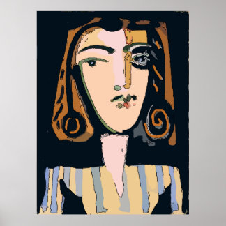 Affiches Visage Abstrait, Femme en bandes