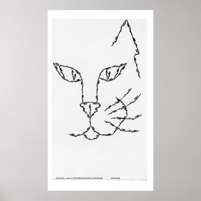 Affiches VISAGE EN CHAT, fait de PETITS VISAGES (Devant)