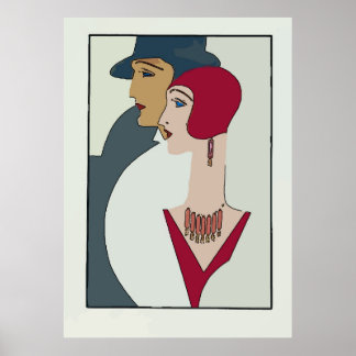 Affiches Visages Art déco, ajouter du texte