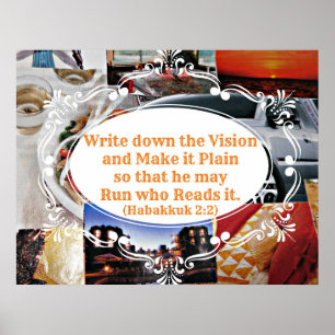 Affiches Vision board with Bible verse Write down the Visio