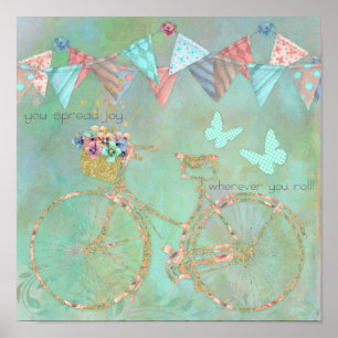 Affiches Visite magique de bicyclette enchantée, art