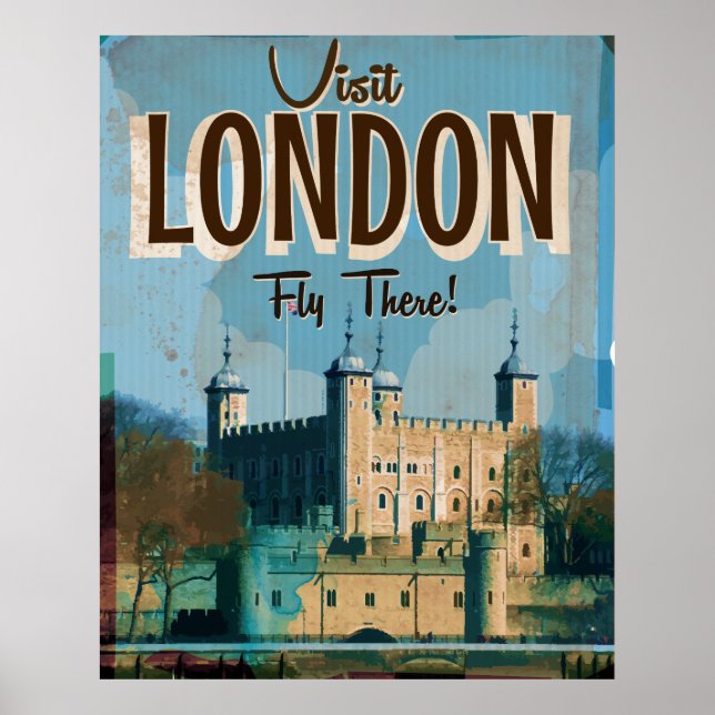 Affiches Visite Vintage Londres - Voler là-bas (Devant)